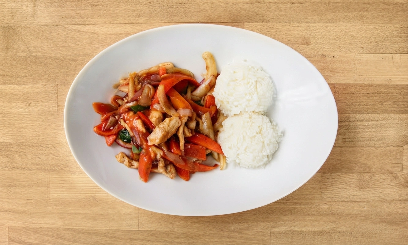 Asian rice bowl at Fresh Grill Kitchen Stony Plain