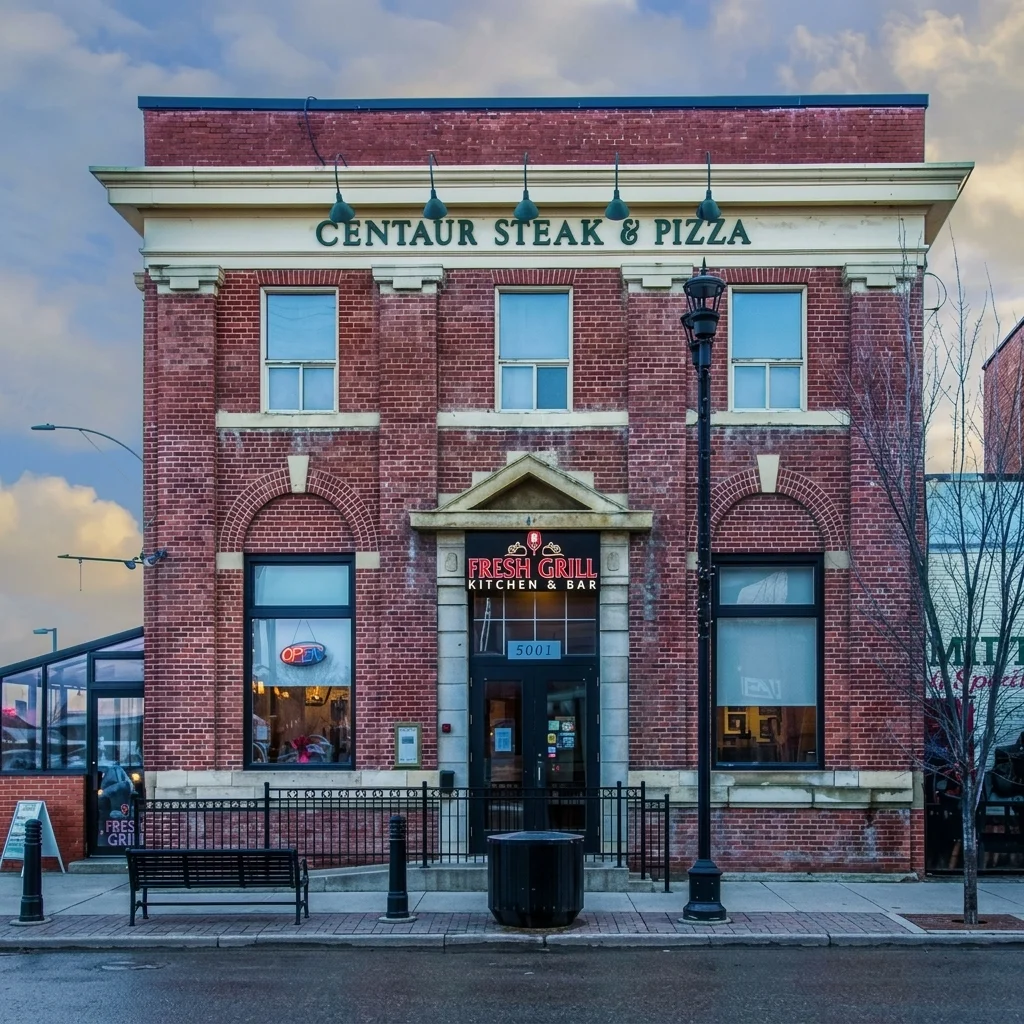 Storefront of Fresh Grill Kitchen & Lounge, the Canadian grill and bar at 5001 50 Ave in downtown Wetaskiwin, Alberta